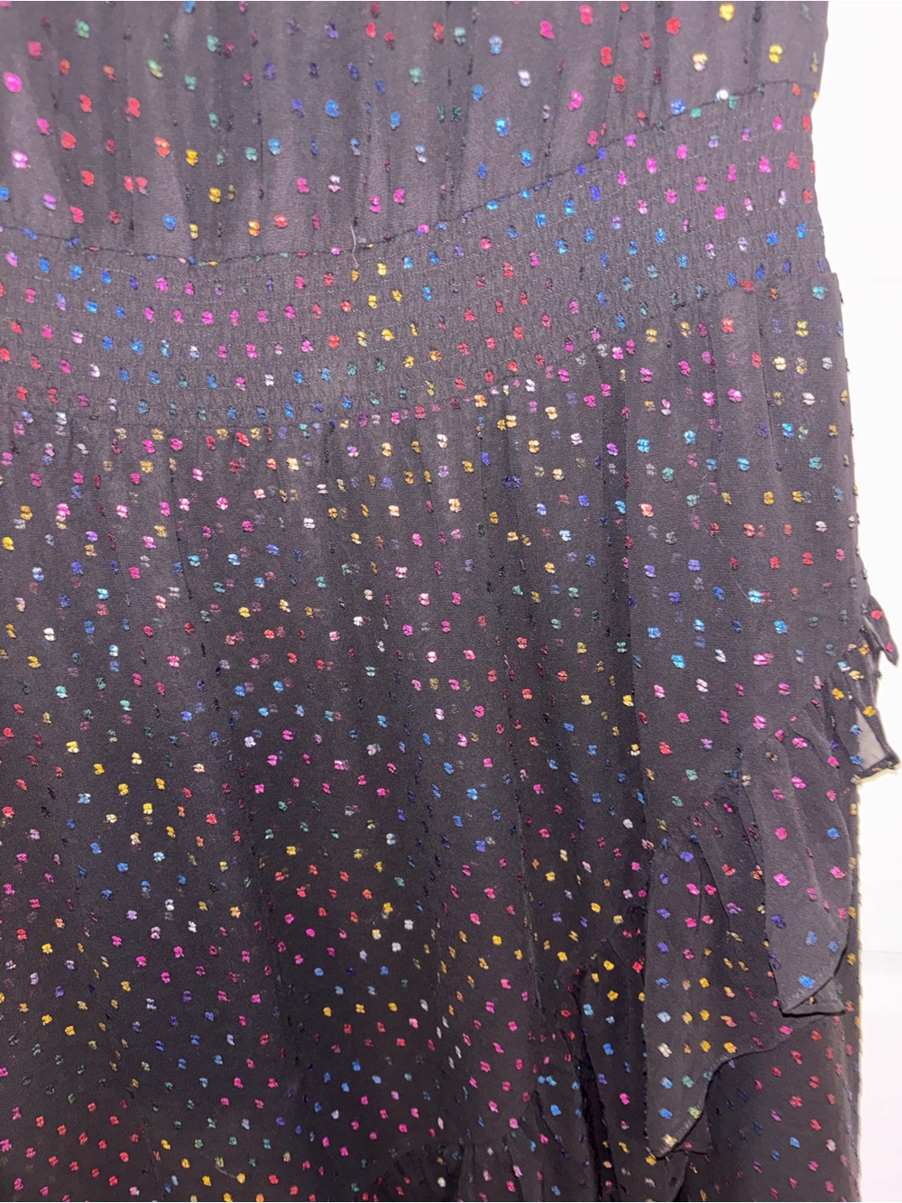 Draper James Black Midi Dress with Multicolor Dot Print